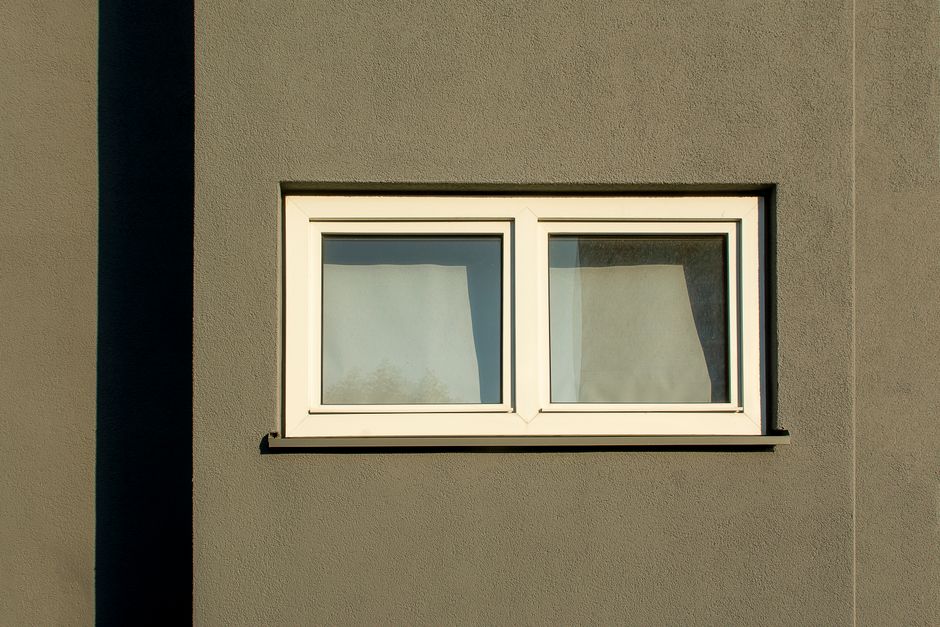 White vinyl window frame detail
