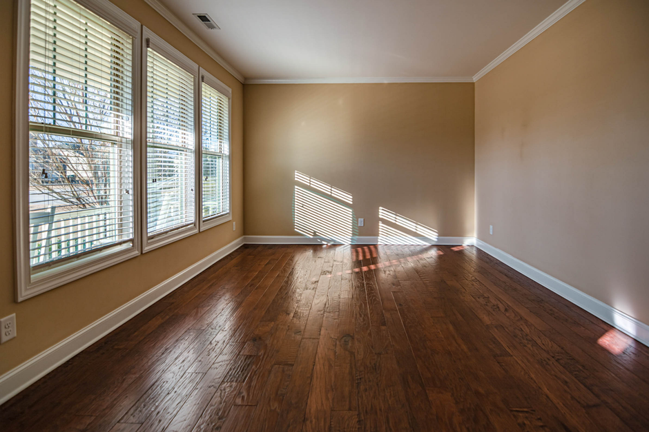 Bright living room with newly installed energy efficient windows